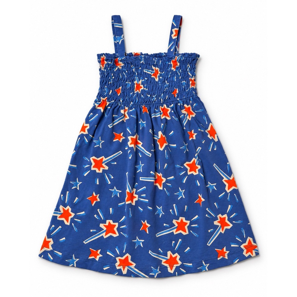 Hanna Andersson Kids Blue Shooting Star Smocked Bodice Knit Dress US 5 110cm
